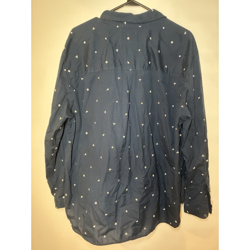 The North Face Women's Collared Cotton Pullover Shirt Large Rugby Navy Floral XL - Picture 5 of 7
